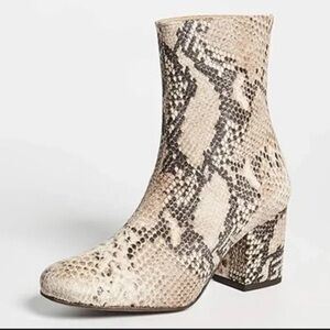 Free People Cecile Snake Print Leather Block Heel Ankle Boots